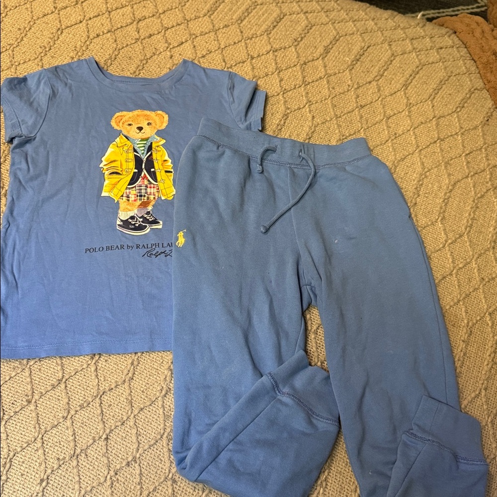 Ralph Lauren Blue Polo Bear Tee and Joggers UNISEX